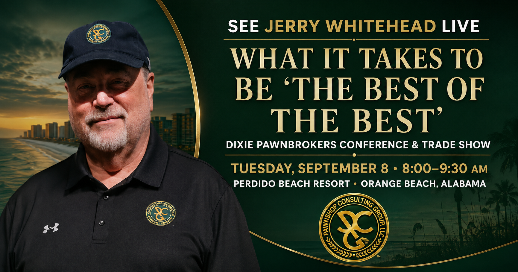 Jerry Whitehead presenting best pawnshop customer experience practices at the 2026 Dixie Pawnbrokers Conference
