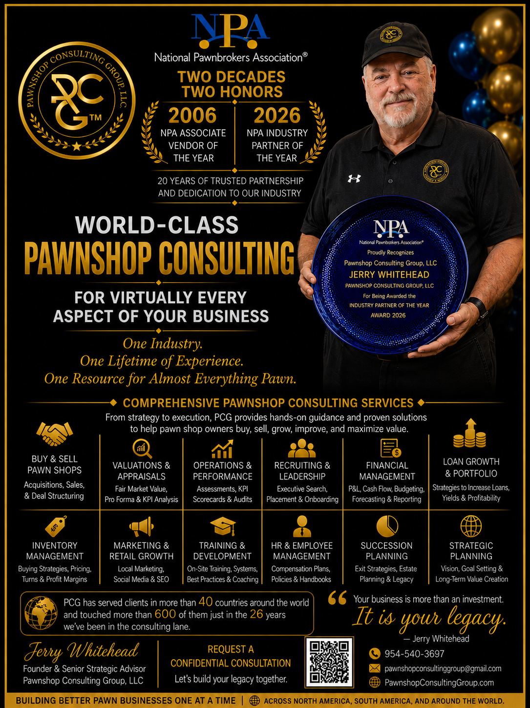 Pawnshop Consulting Group comprehensive pawnshop consulting services and NPA Industry Partner of the Year recognition
