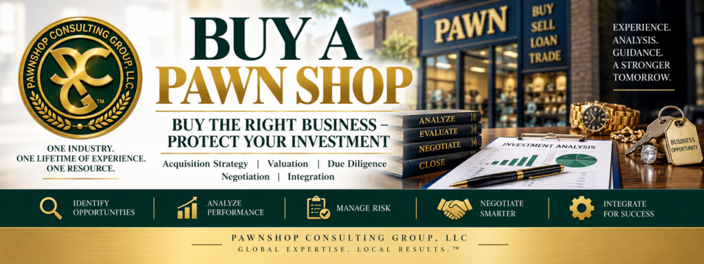 Buy a pawn shop with acquisition advisory support from Pawnshop Consulting Group