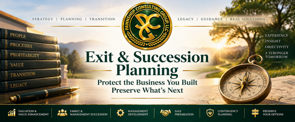 Pawn shop exit and succession planning services from Pawnshop Consulting Group