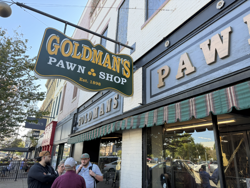 Exterior of Goldman’s Pawn Shop in Evansville, Indiana, a five-generation pawn business established in 1898.